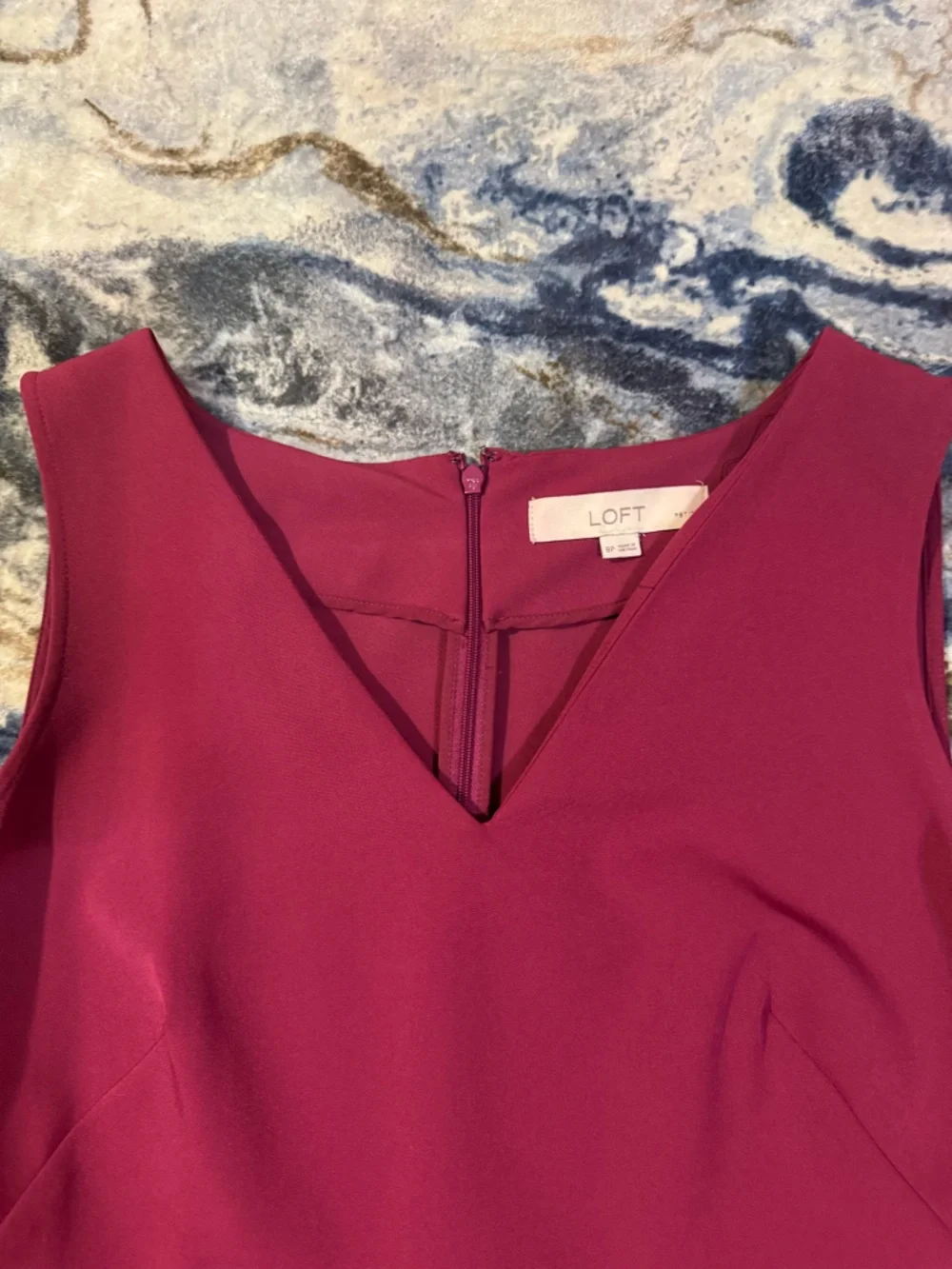 LOFT Raspberry Sleeveless V-Neck Ruffle-Hem Mini Dress - Picture 2 of 3